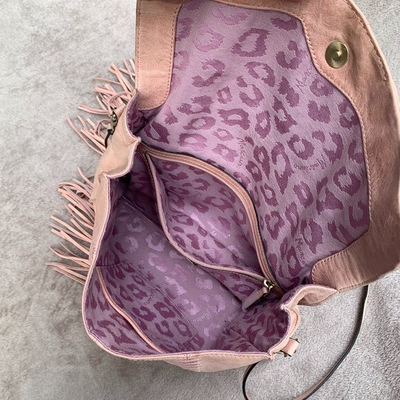 Marciano Angelique Genuine Leather Fringe Cross Body Messenger Bag - Picture 6 of 15